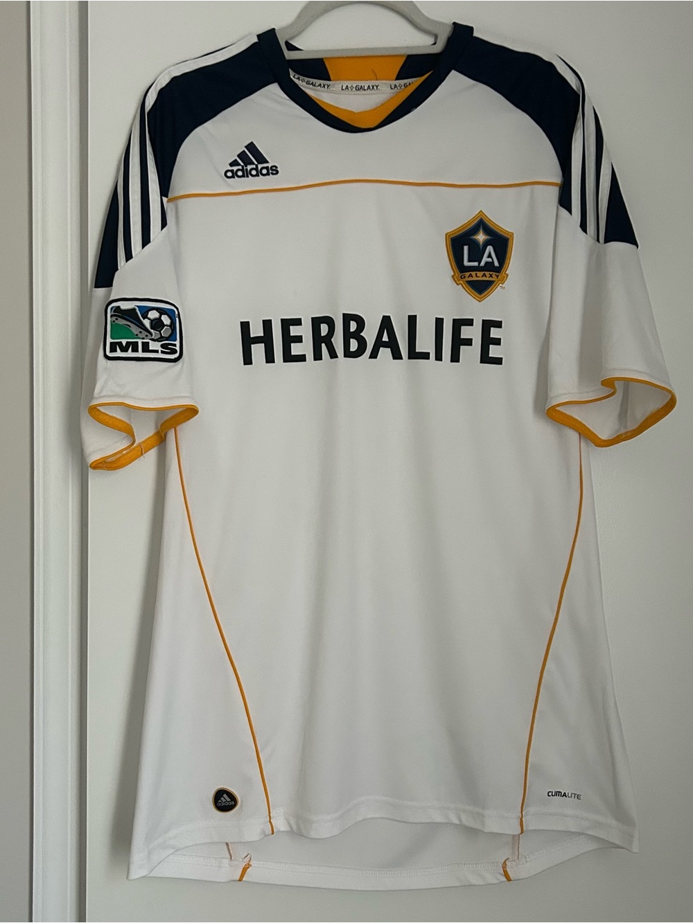 adidas White, Navy & Gold LA Galaxy Soccer Jersey